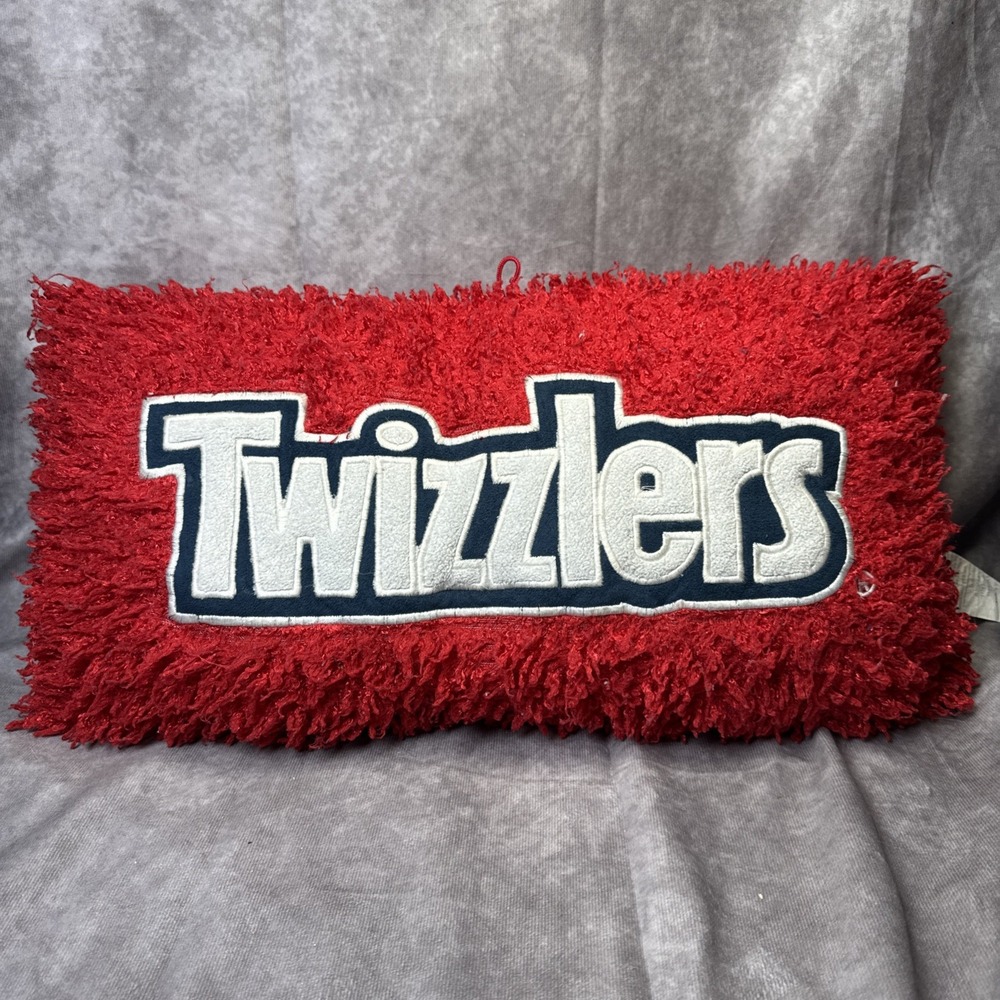 Twizzlers red shag Plush‎ pillow 18x10" 2010 promo  Candy Memorabilia licorice